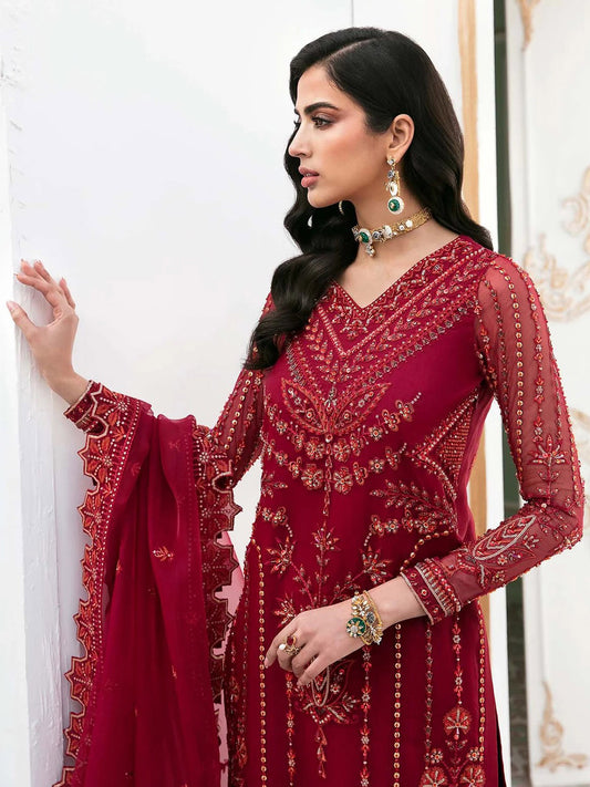 Resham Seqins Work Organza Semi Stitched Suit