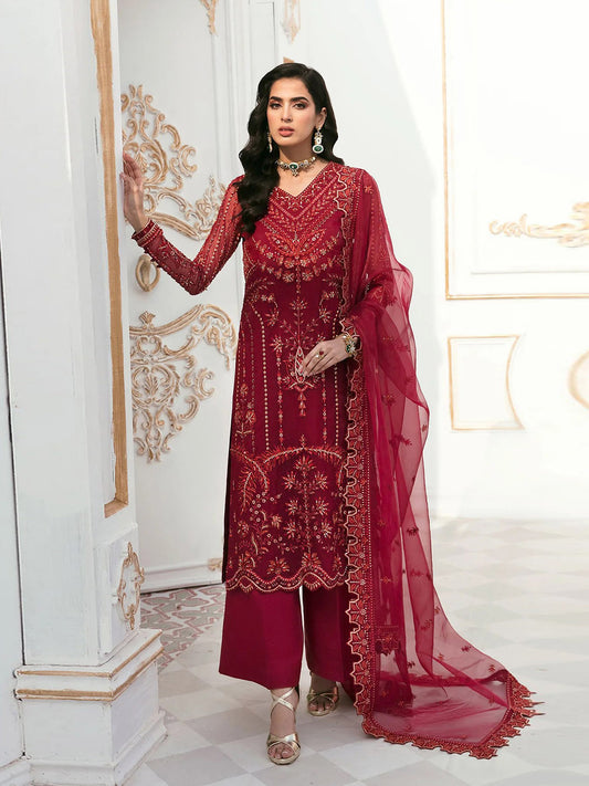 Resham Seqins Work Organza Semi Stitched Suit