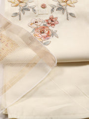 Neck Embroidered Cotton Blend Unstitched Suit Piece With Dupatta