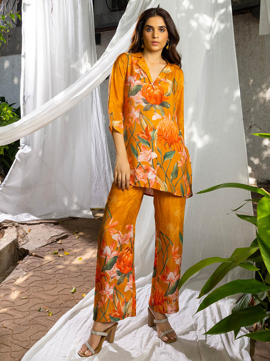 Floral Printed Muslin Kurta With Pants