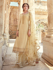 Zari Embroidery and Sequin Georgette Semi Stitched Suit