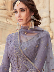 Zari Embroidery and Sequin Georgette Semi Stitched Suit