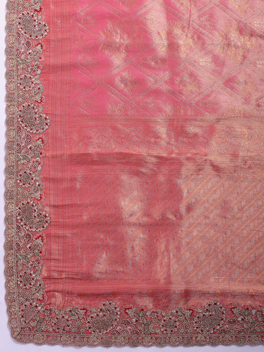 Pink Embroidered Art Silk Saree