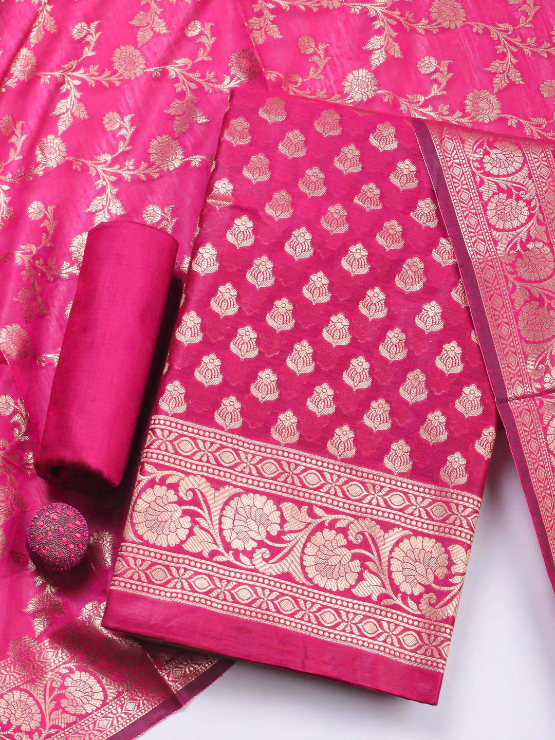 Rani Woven Design Chanderi Unstitched Dress Material