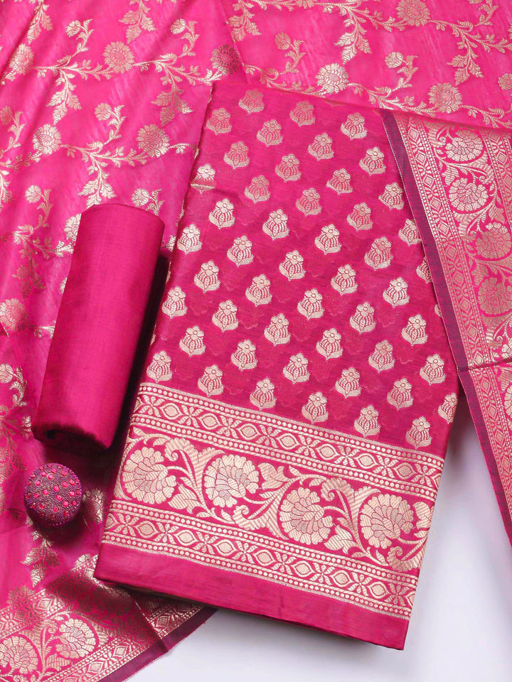 Rani Woven Design Chanderi Unstitched Dress Material