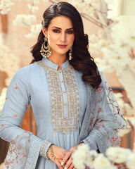 Stone Embroidered Work Georgette Semi Stitched Suit