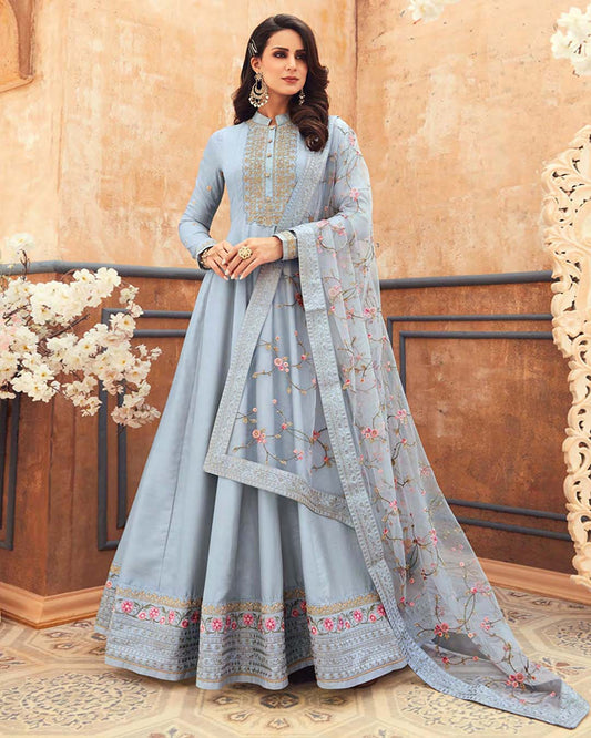 Stone Embroidered Work Georgette Semi Stitched Suit