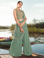 Embroidered Georgette Semi Stitched Suit