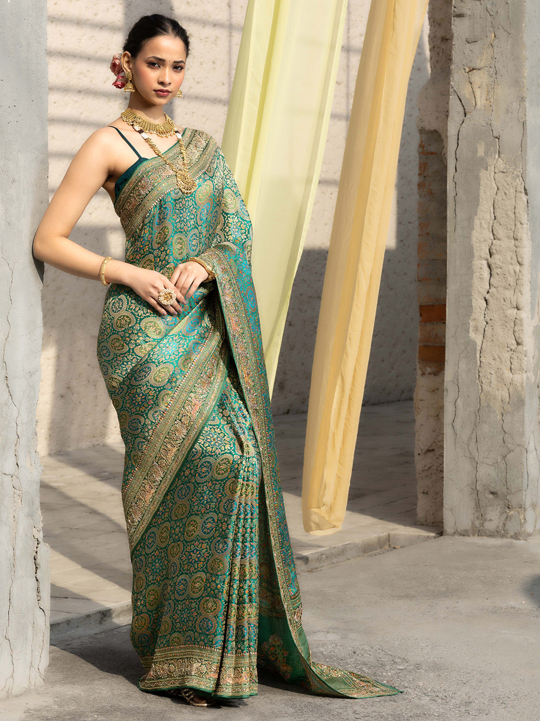 Embroidered Dola Silk Saree