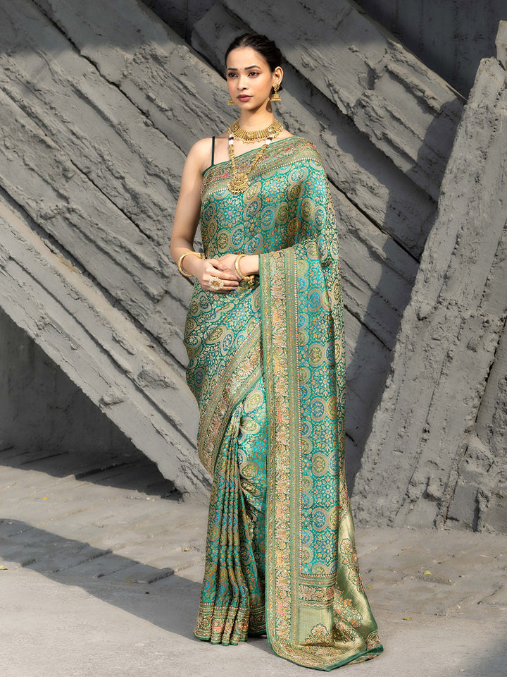 Embroidered Dola Silk Saree
