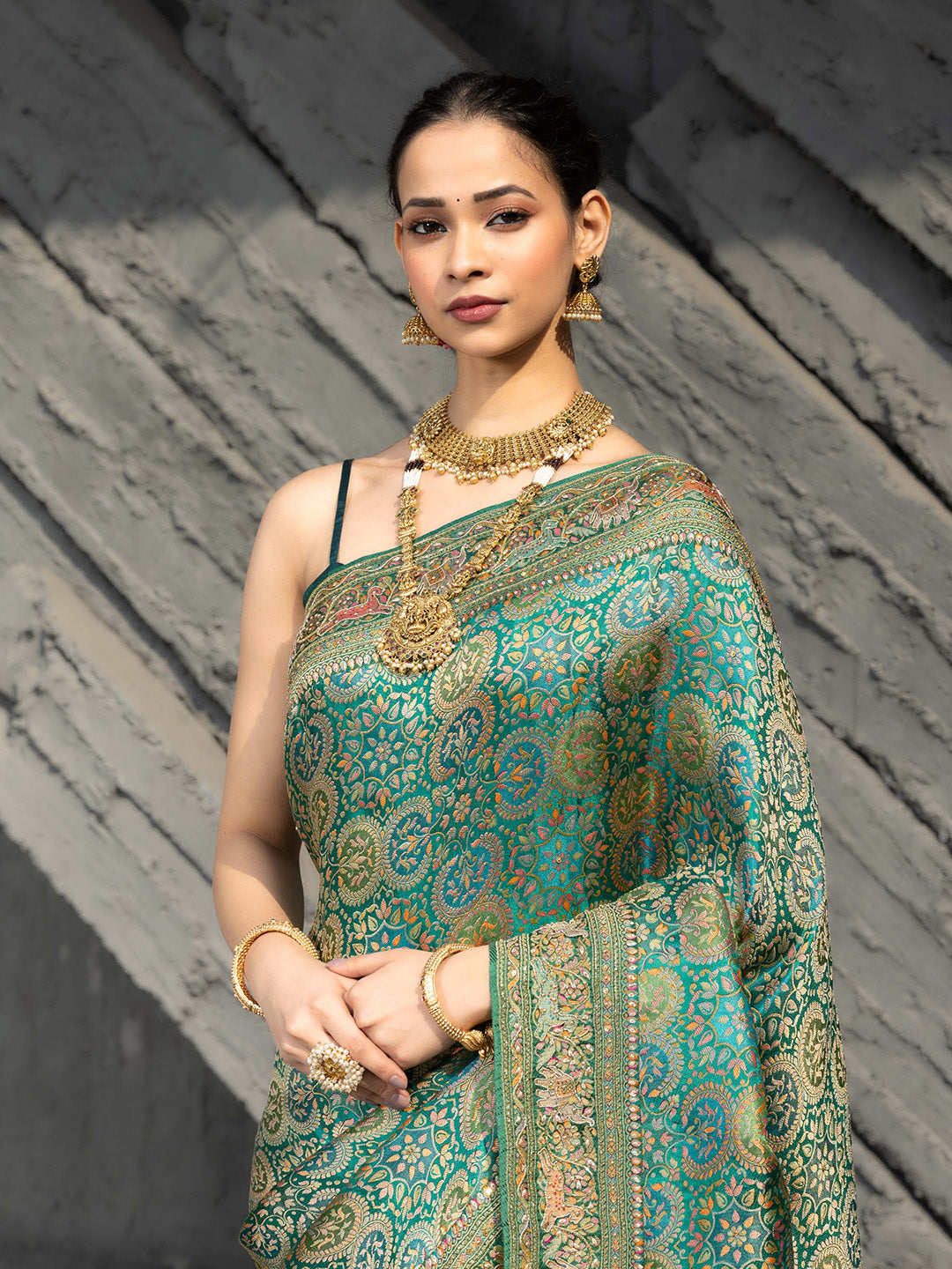 Embroidered Dola Silk Saree