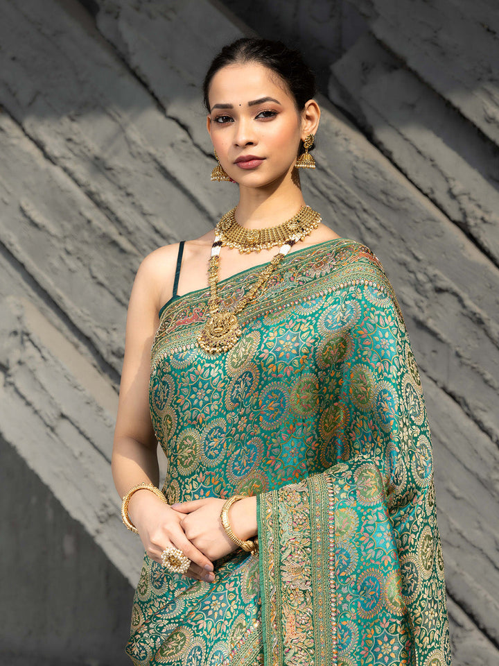Embroidered Dola Silk Saree