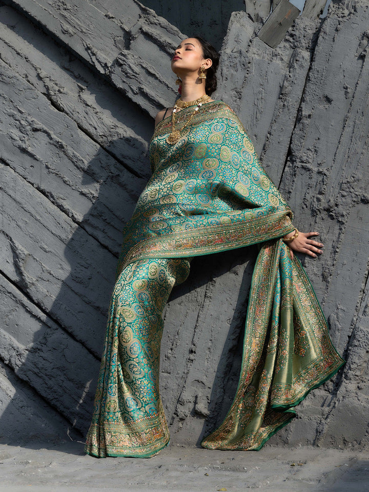 Embroidered Dola Silk Saree