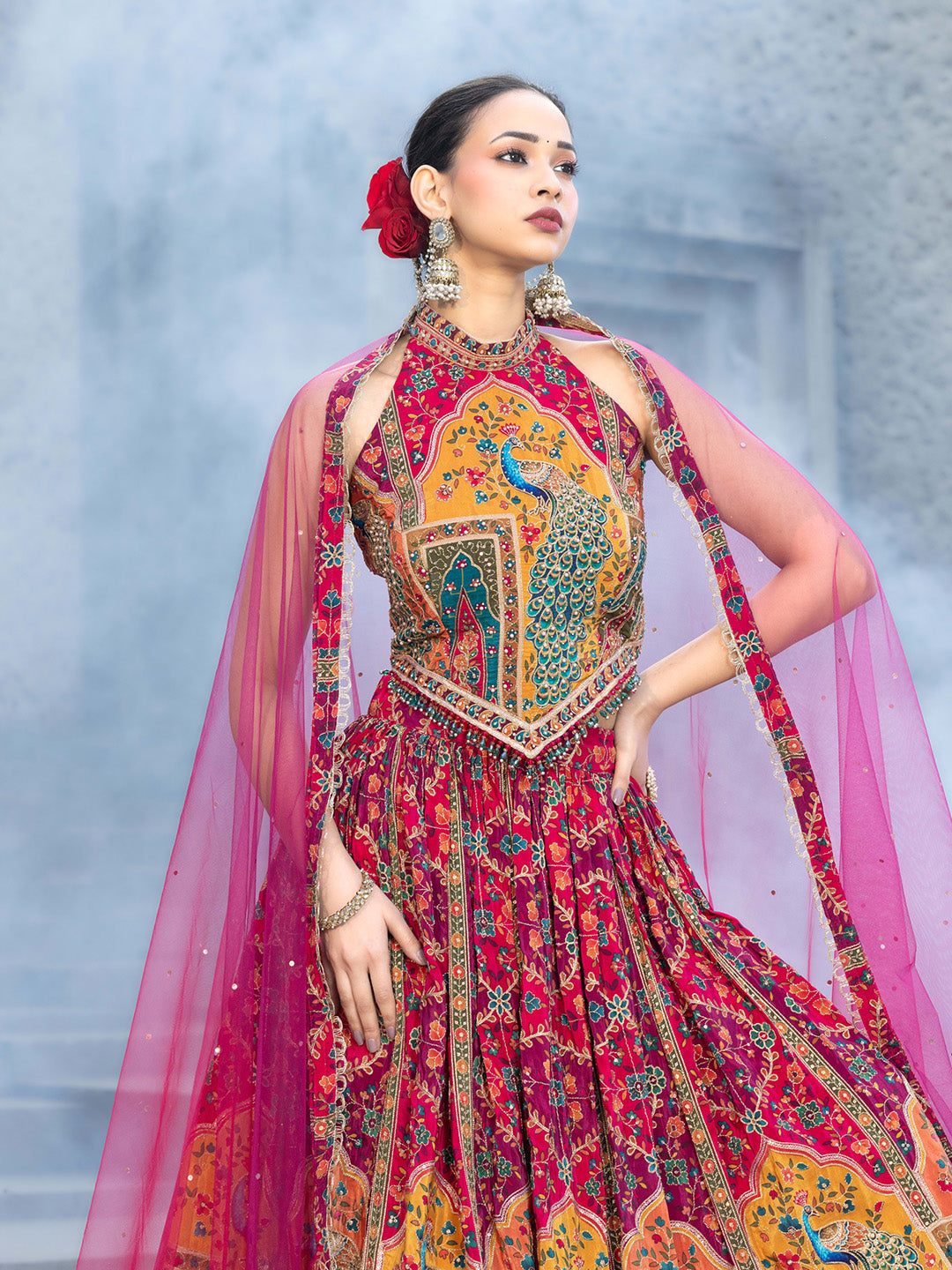 Zardozi Embroidery Crepe Lehenga Choli With Dupatta