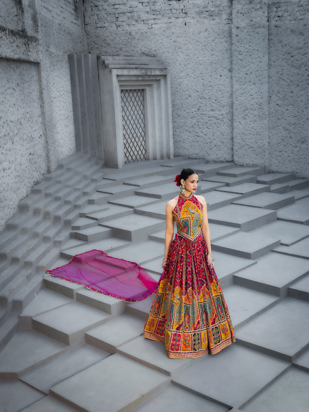 Zardozi Embroidery Crepe Lehenga Choli With Dupatta