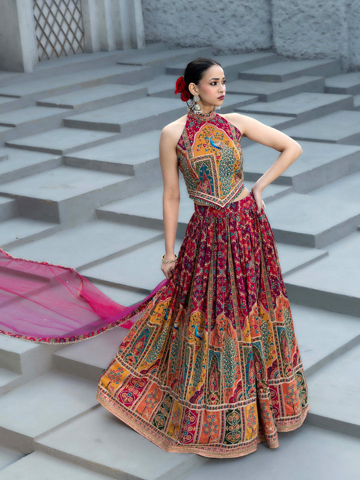 Zardozi Embroidery Crepe Lehenga Choli With Dupatta