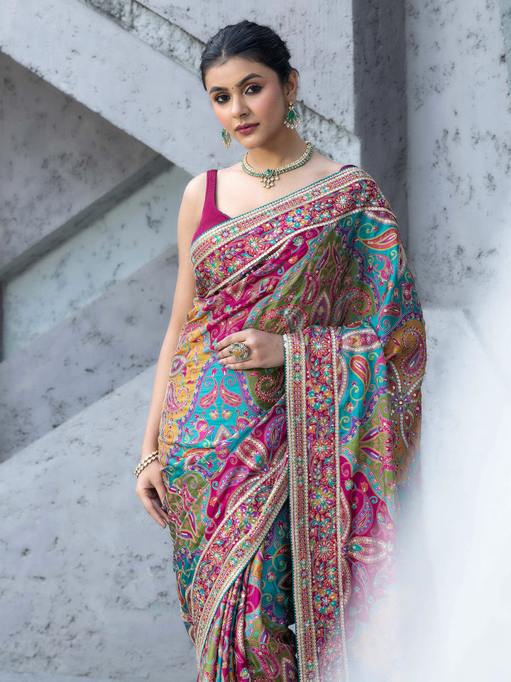 Printed Satin Saree