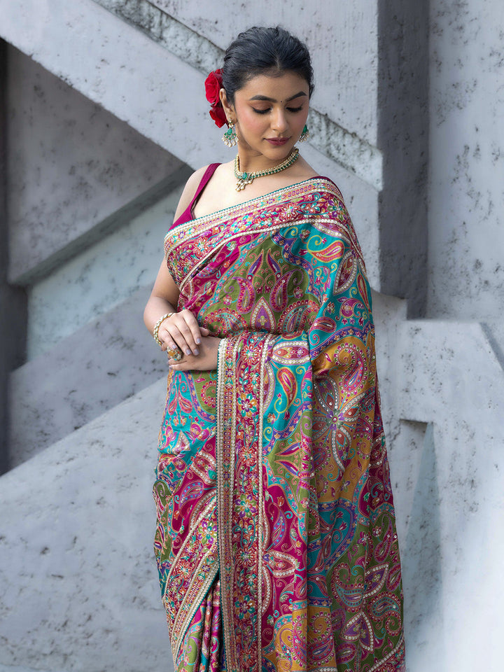 Printed Satin Saree