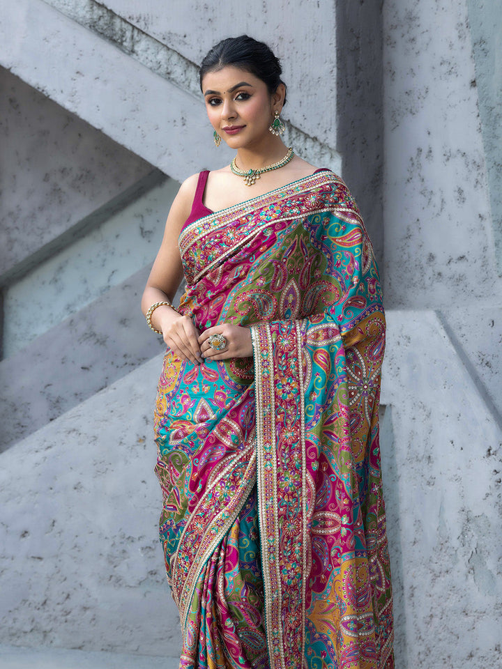 Printed Satin Saree
