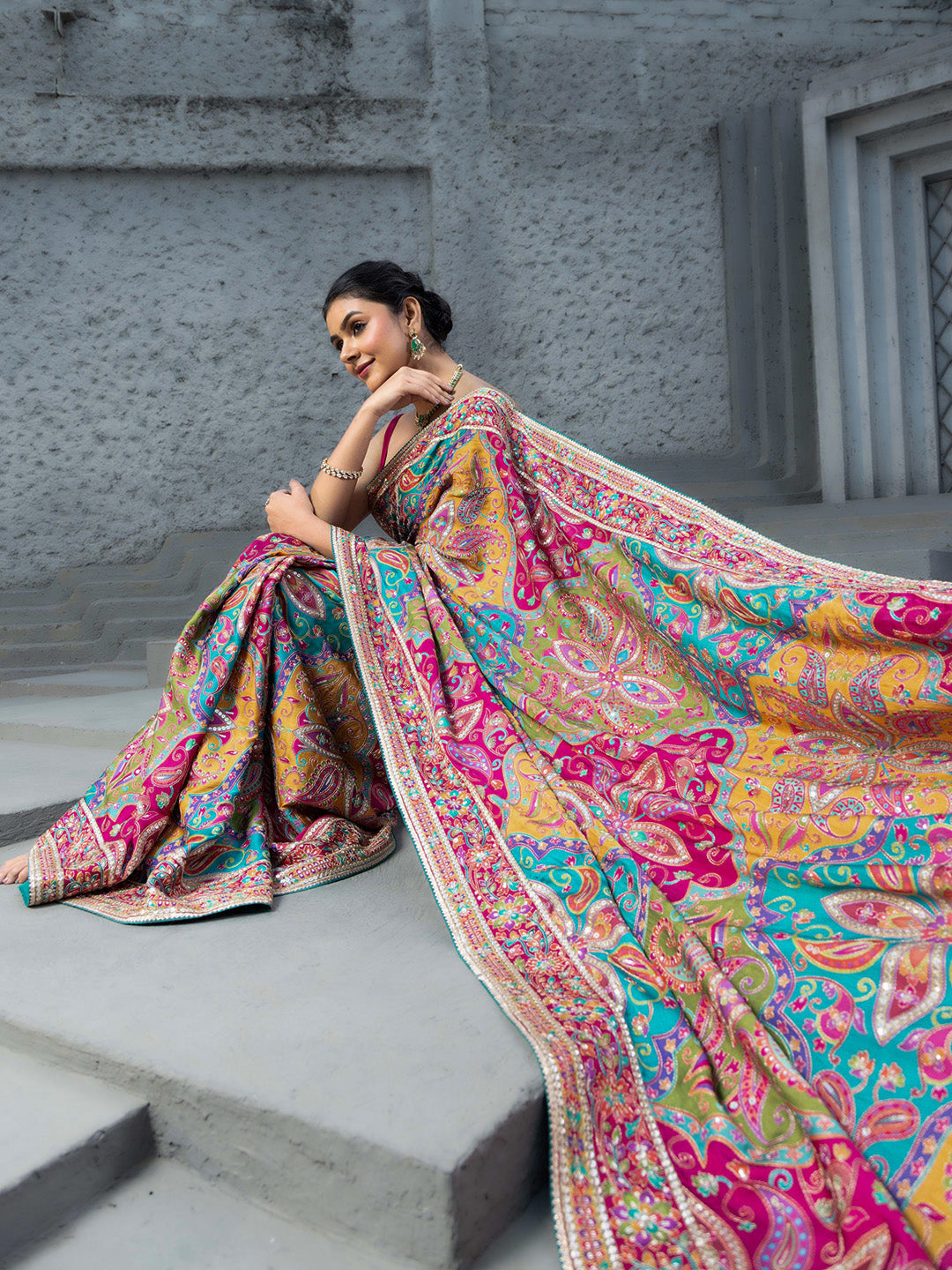 Printed Satin Saree