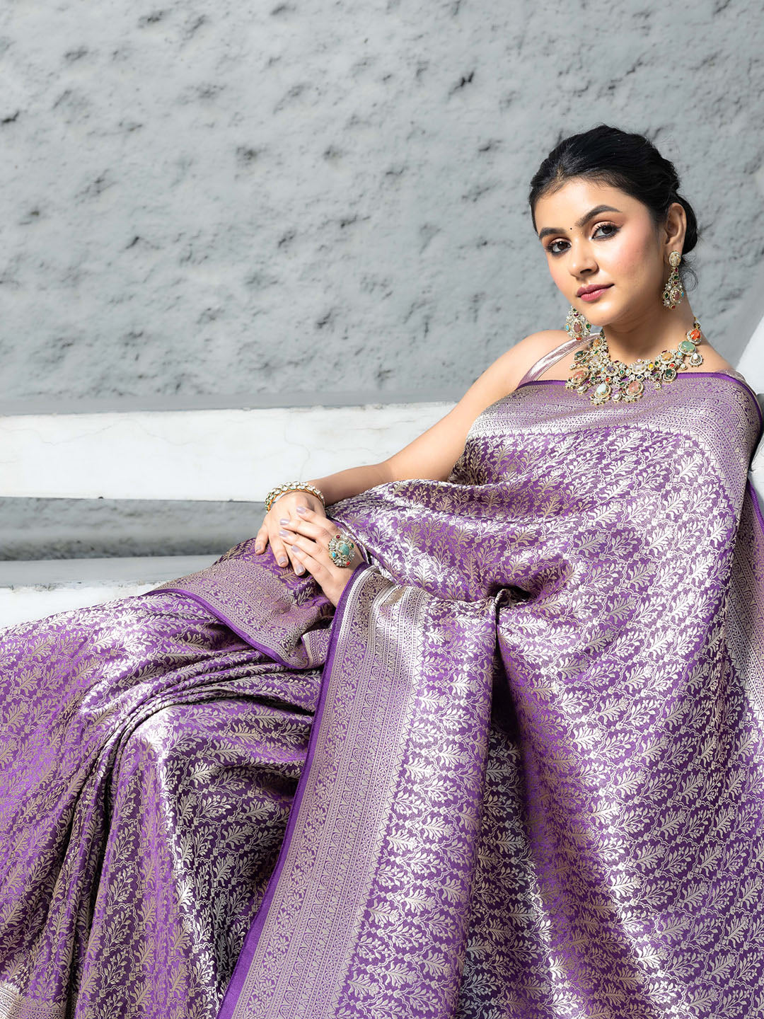 Plain Crepe Saree