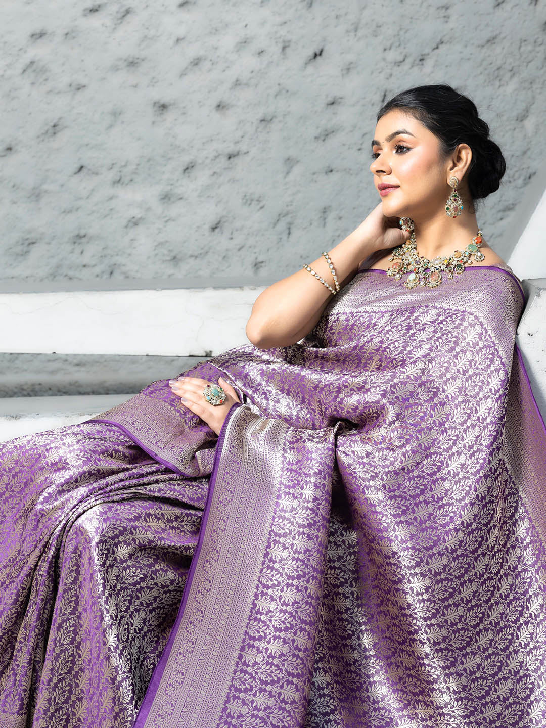 Plain Crepe Saree