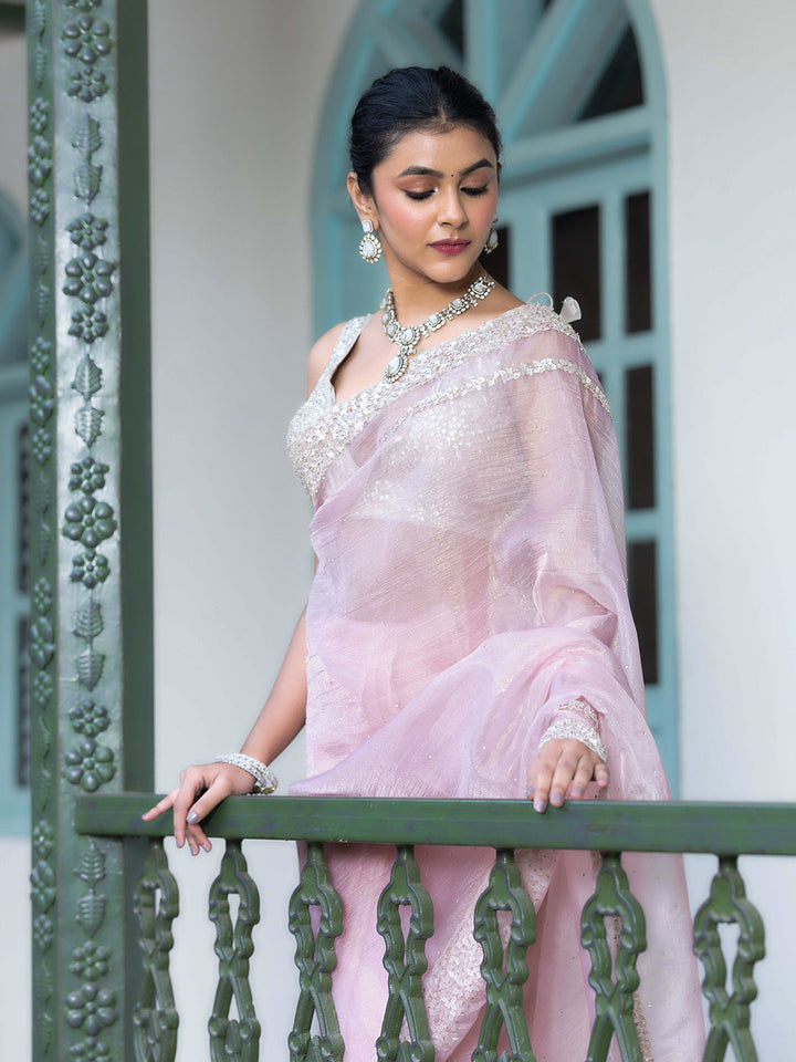 Embroidered Tissue Saree