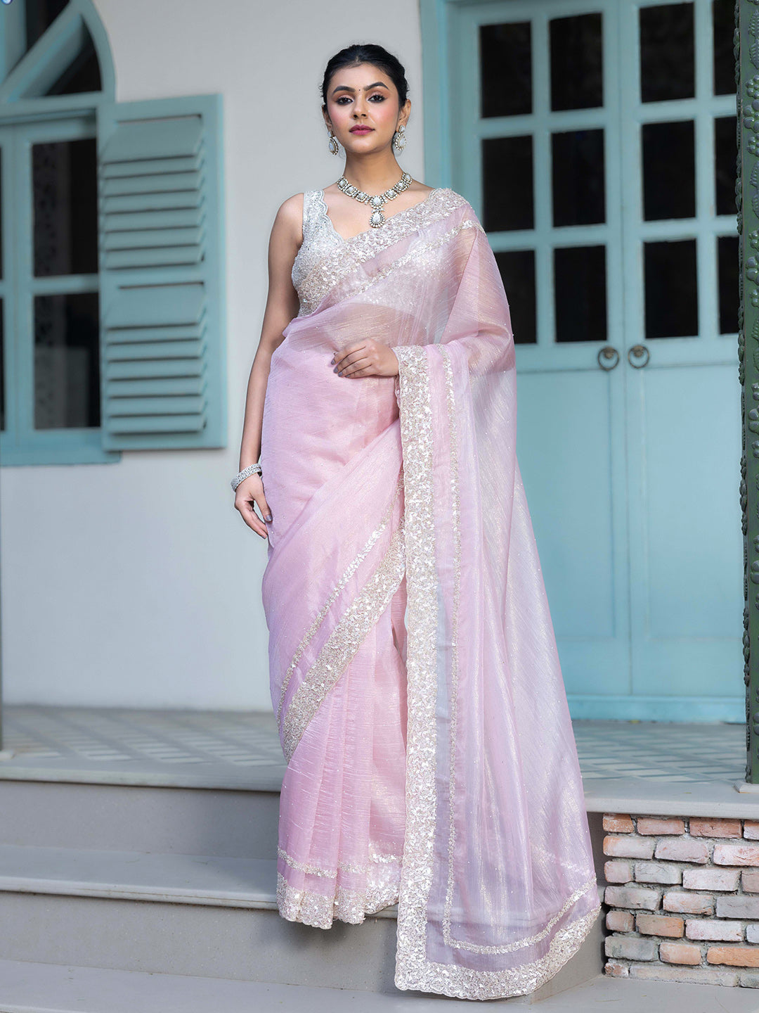 Embroidered Tissue Saree
