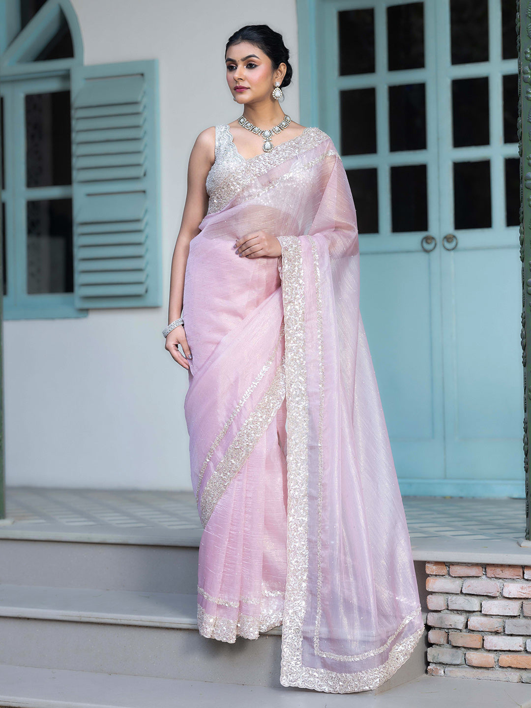 Embroidered Tissue Saree