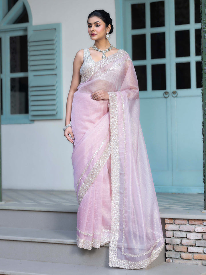 Embroidered Tissue Saree
