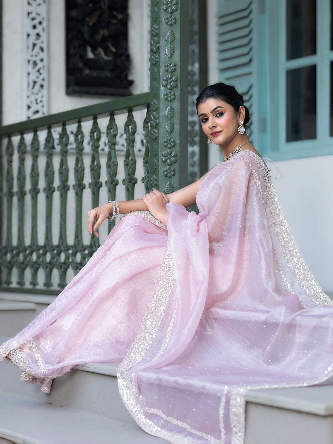 Embroidered Tissue Saree