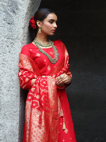 Woven Chanderi Unstitched Suit Piece With Dupatta