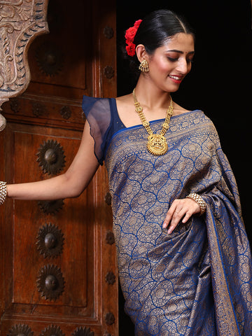 Antique Brocade Jaal Crepe Woven Saree