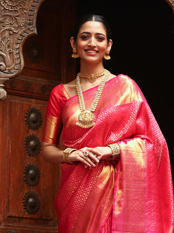 Brocade Zari Jaal Handloom Woven Saree