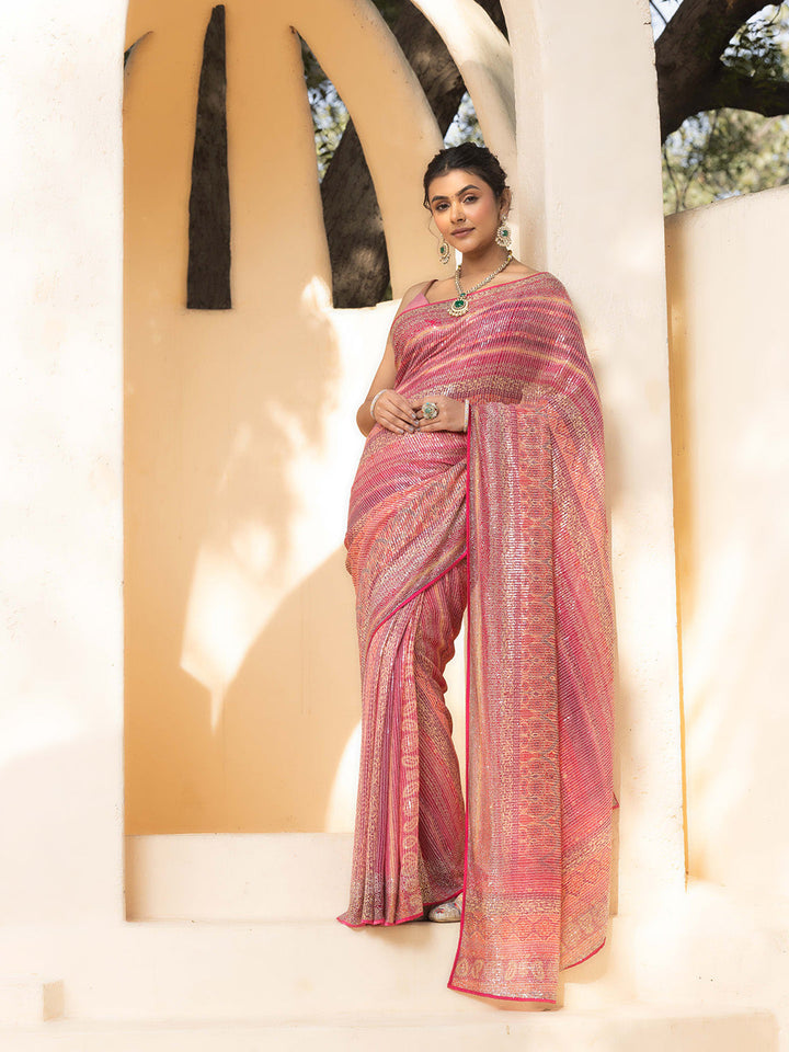 Embroidered Georgette Saree