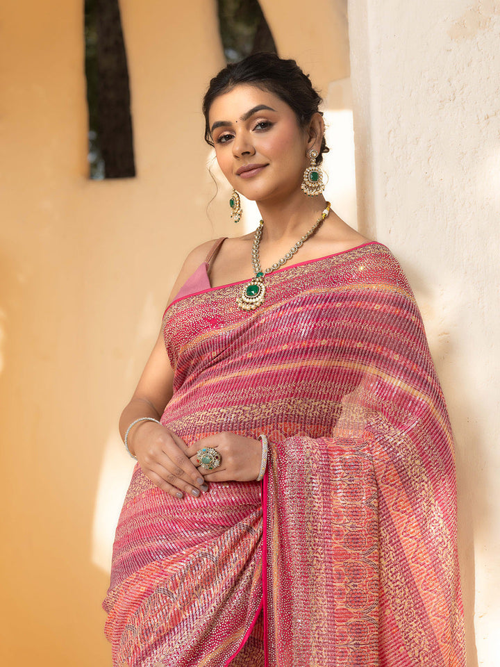 Embroidered Georgette Saree