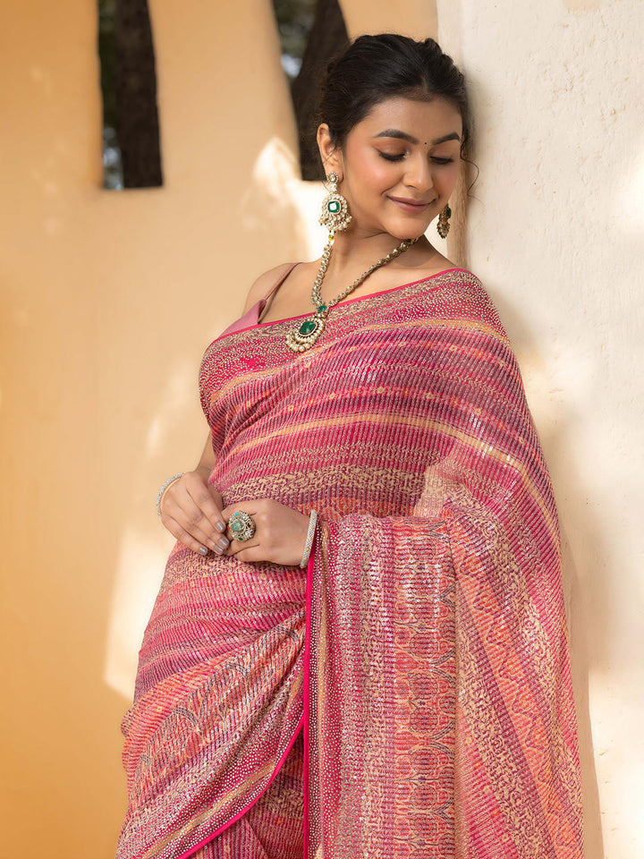 Embroidered Georgette Saree