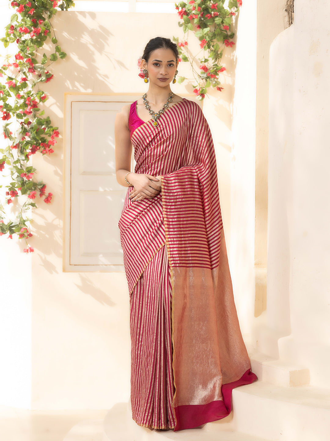 Plain Crepe Saree