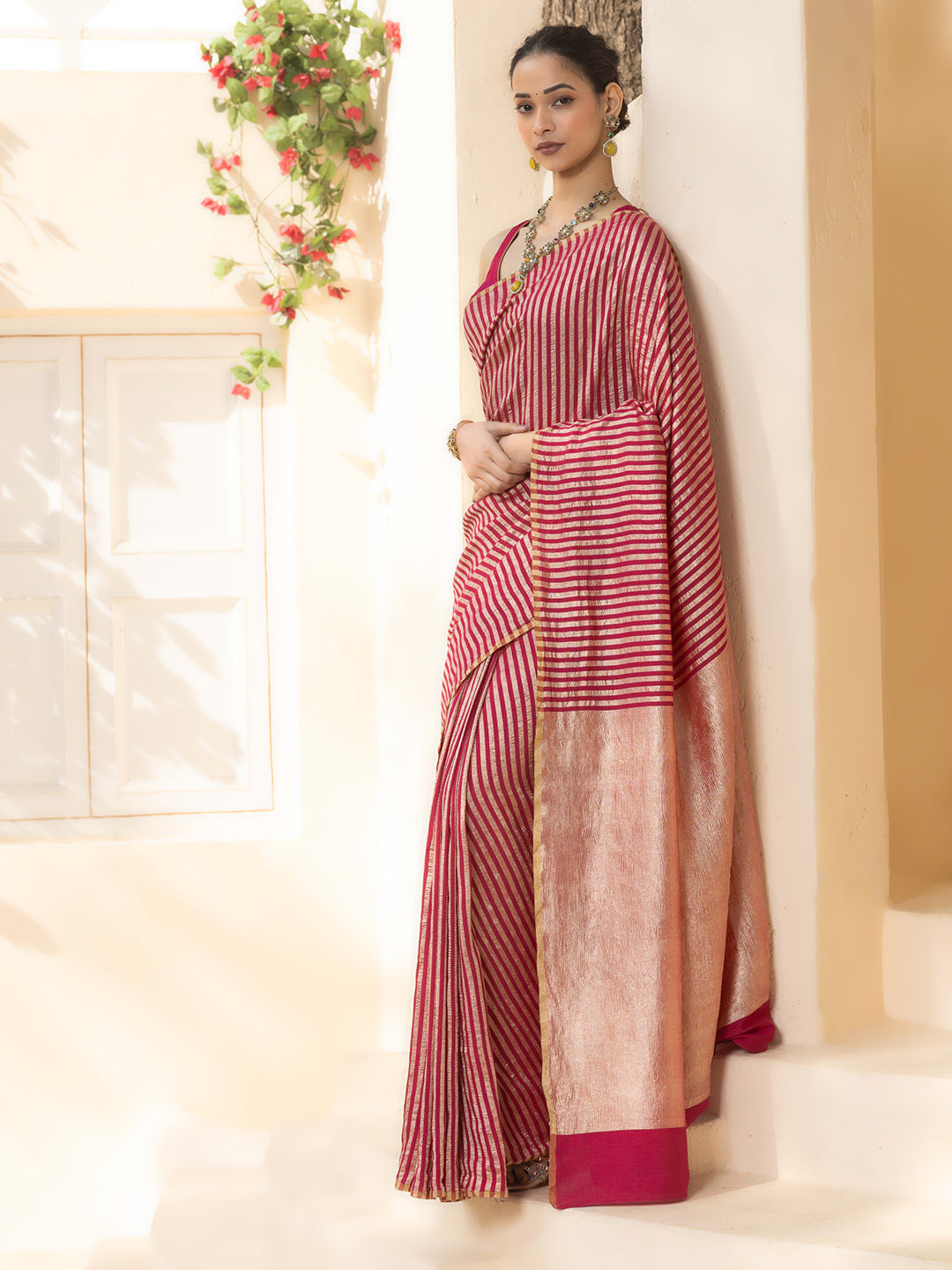 Plain Crepe Saree