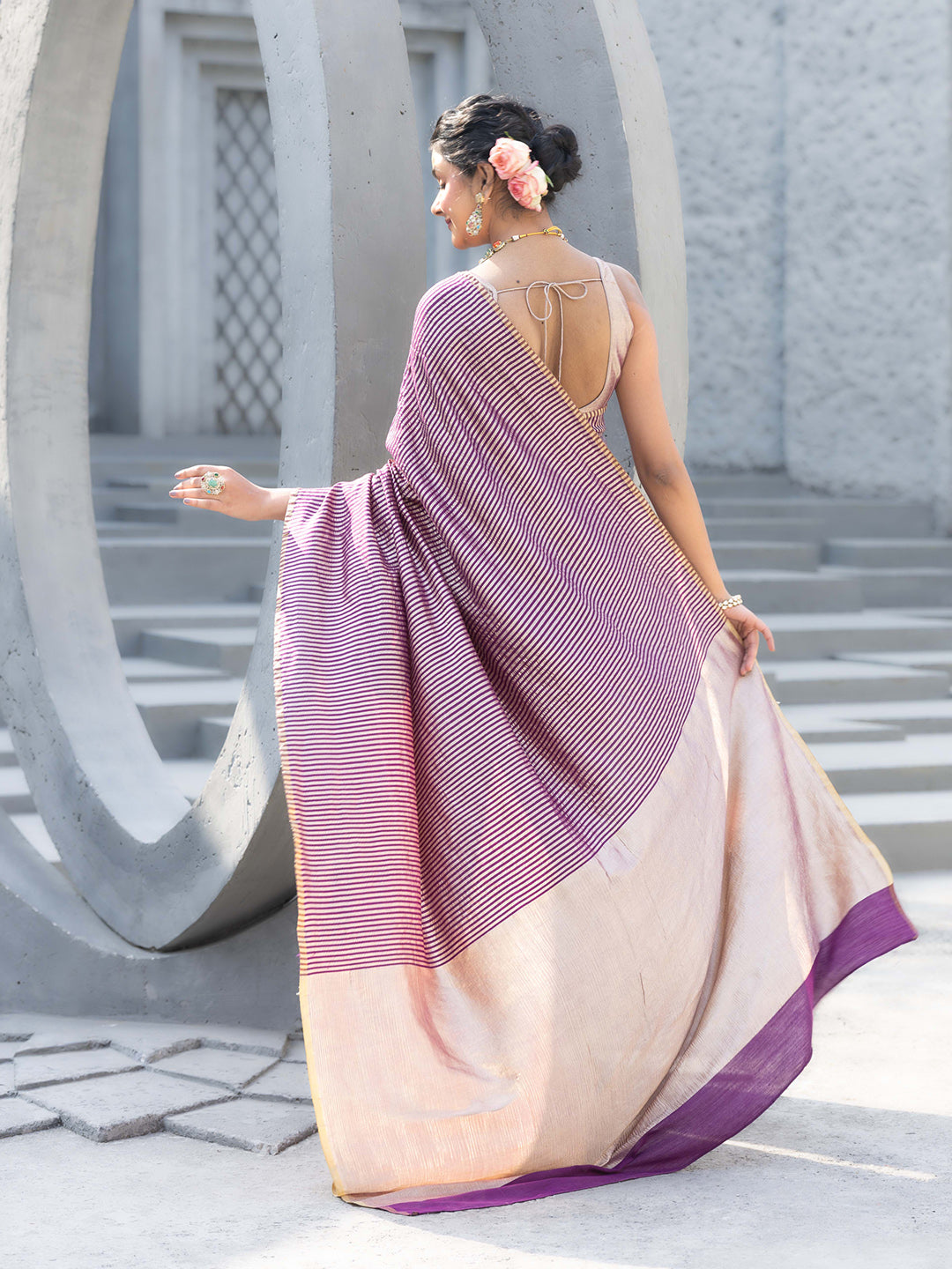 Plain Crepe Saree