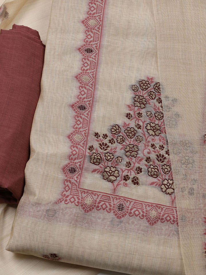 Woven Design Chanderi Unstitched Suit With Dupatta