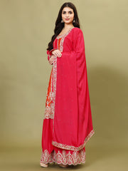 Gota Embroidered Crepe Kurta With Palazzo And Dupatta