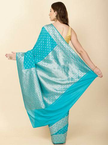 Zari Border Booti Woven Crepe Saree