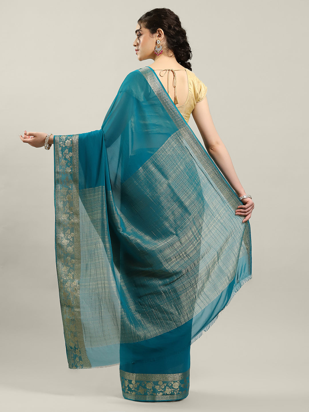 Zari Border Chiffon Woven Saree