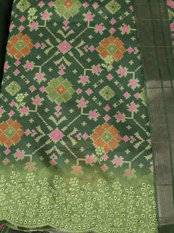 Woven Design Art Silk Unstitched Suit With Pant Dupatta