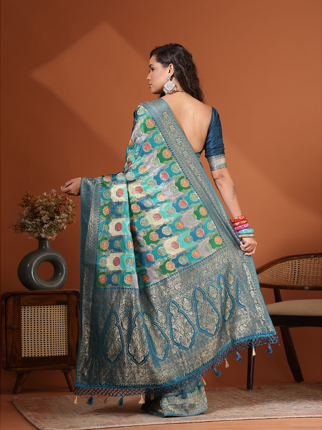 Woven Design Satin Saree