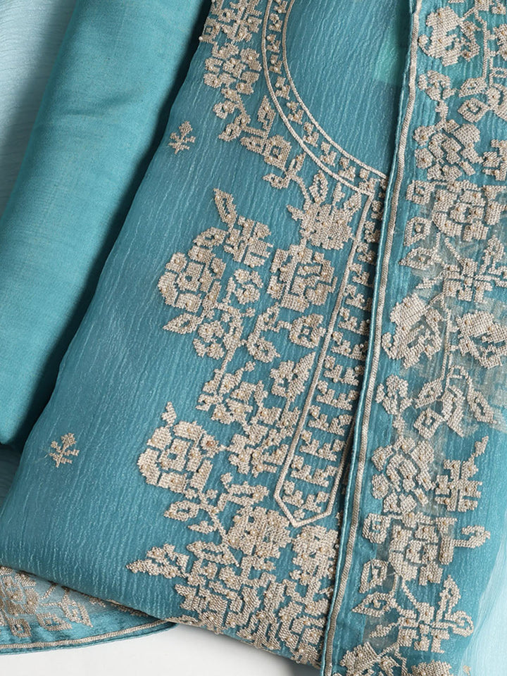 Embroidered Tissue Unstitched Suit With Dupatta
