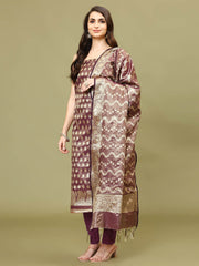 Woven Chanderi Unstitched Suit With Dupatta