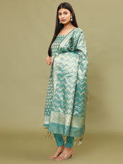 Woven Chanderi Unstitched Suit With Dupatta