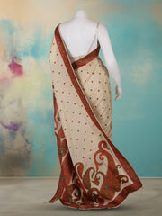 Printed Dola Silk Beige Saree